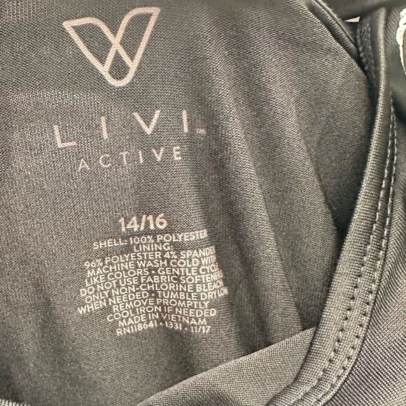 Livi Active Athletic Top Size 14/16 Dual Layer Racer Back Tank Black White NWT - Picture 5 of 5